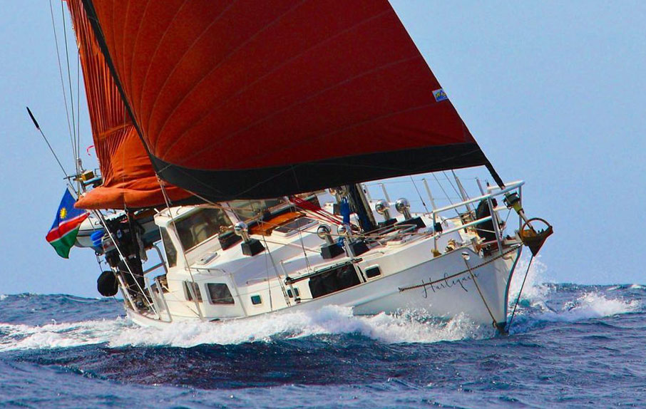 'Harlequin', a Dudley Dix Hout Bay 40 Sailboat underway