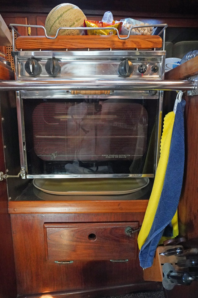 Stove on a Alajuela 38 sailboat