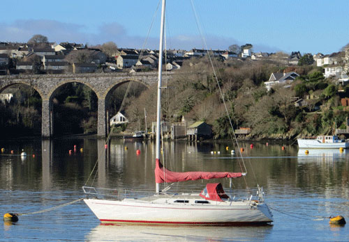 An Albin Nova sailboat on a trot mooring