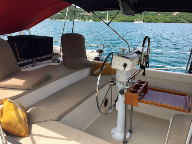 The cockpit on a Morgan 41 Classic sailboat