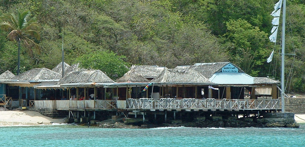 The famous Basils's Bar, on Mustique