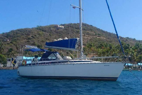 'Anna', a Bavaria 390 sailboat at anchor