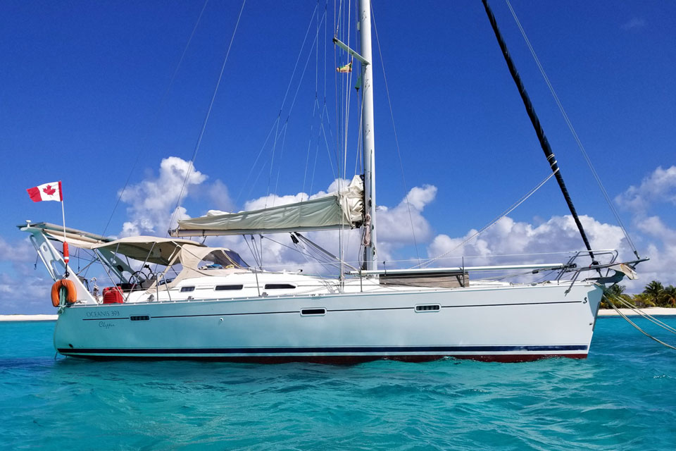 Beneteau Oceanis 393 sailboat at anchor