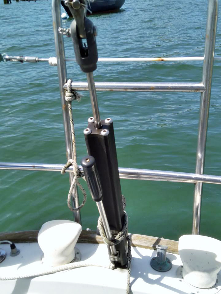 An adjustable hydraulic backstay on a C&C 36 sailboat