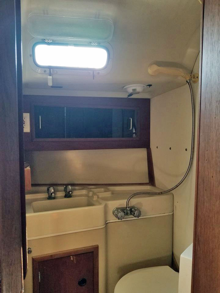 Head compartment on a C&C 36 sailboat