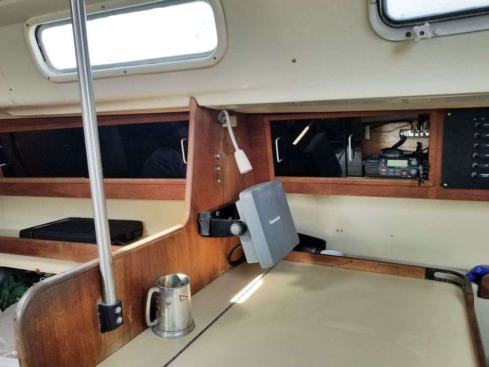 Navigation station on a C&C 36 sailboat