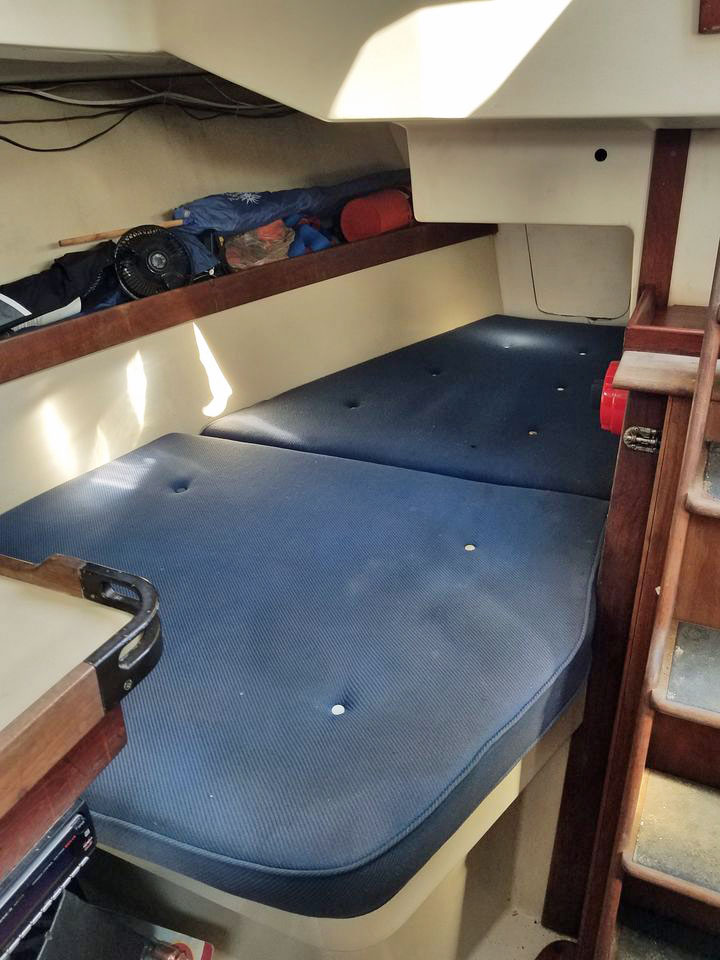 Quarter berth on a C&C 36 sailboat