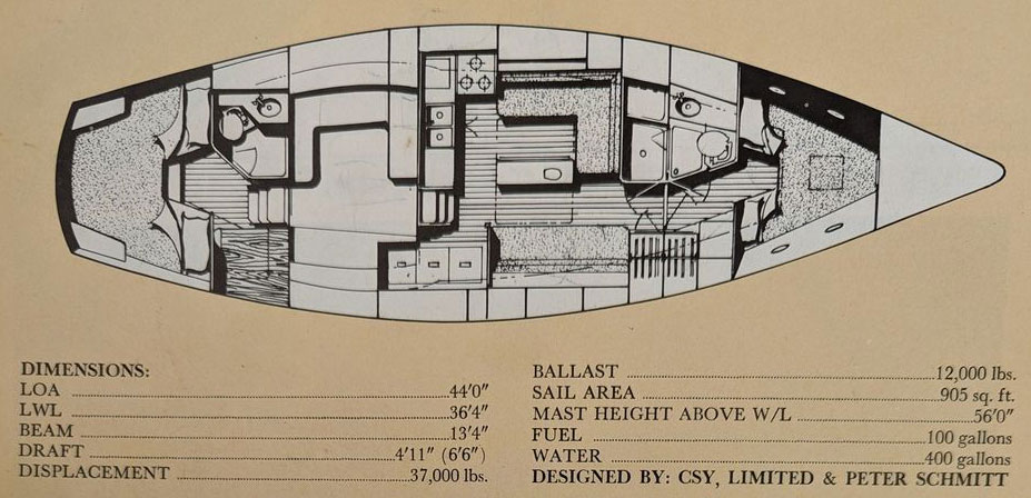 CSY 44 for sale, layout