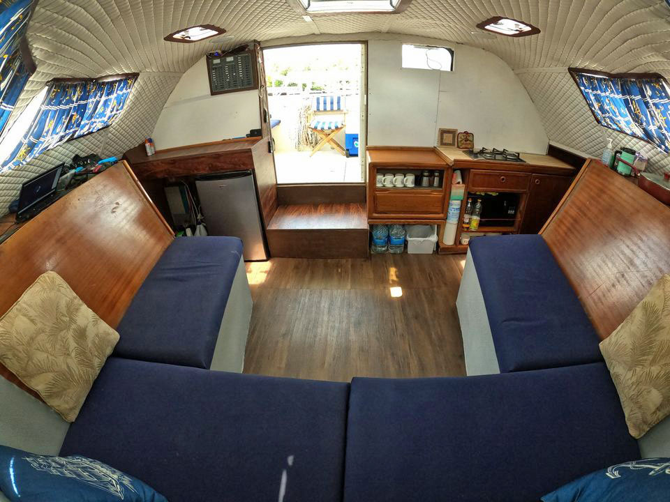 The saloon in a Catana 40 catamaran
