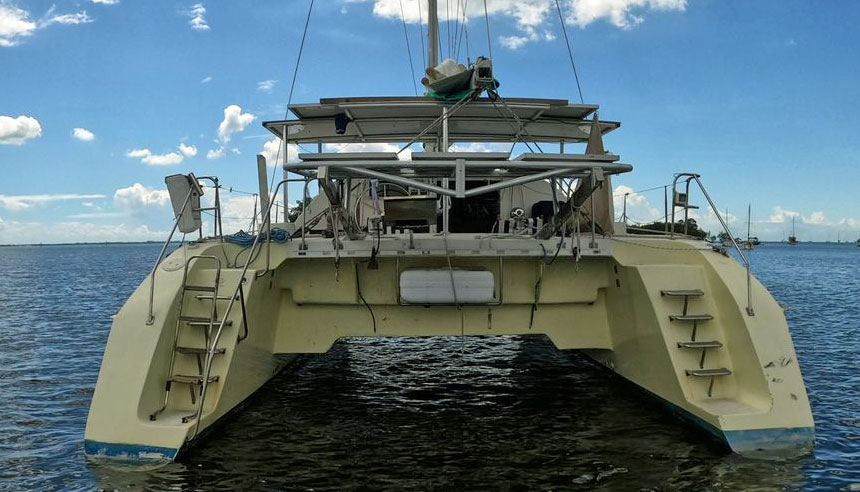 Stern view of a Catana 40 catamaran