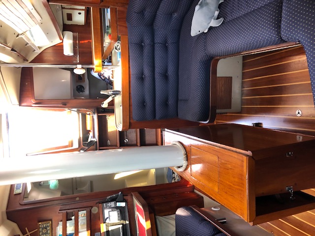 The salon on a C&C 34+ sailboat