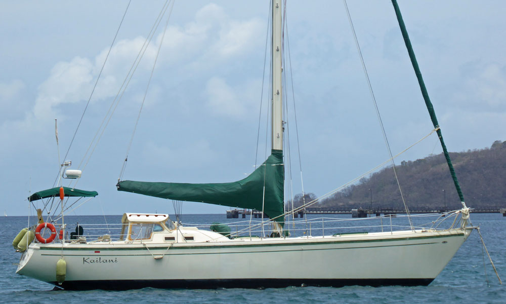 Sweet lines on 'Kailani', a Columbia 43 MkIII sailboat at anchor off St Georges, Grenada in the West Indies