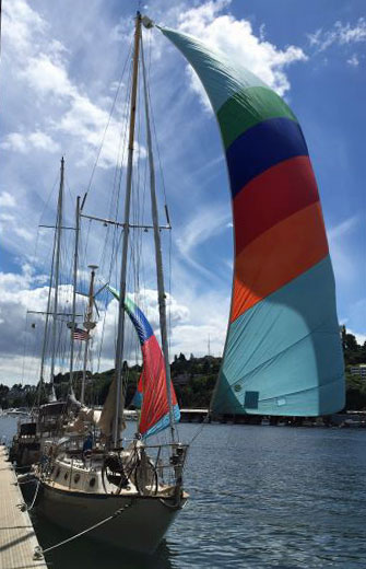 Light-weather downwind sails on a yawl