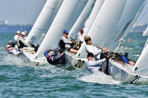 Dinghy sailors racing