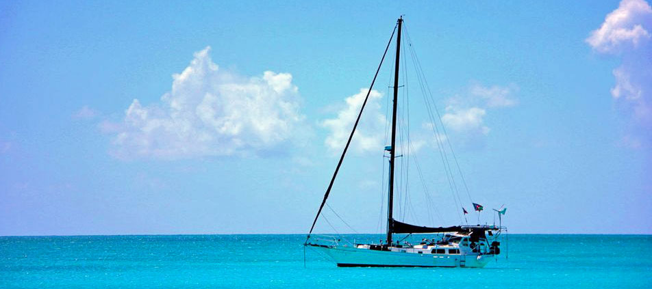 'Harlequin' at anchor in the Caribbean