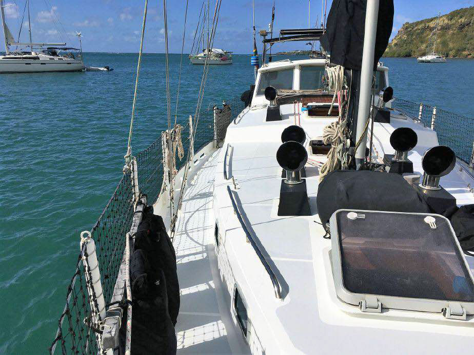 The coachroof on a Dudley Dix Hout Bay 40 Sailboat