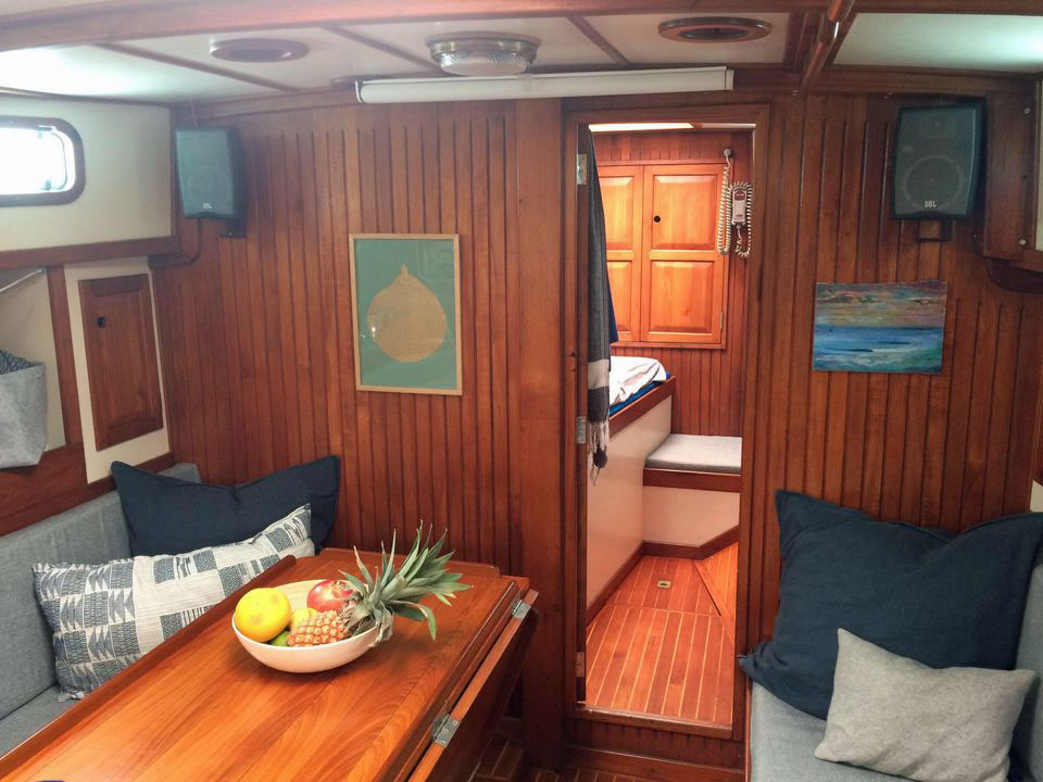 The salon on a Dudley Dix Hout Bay 40 Sailboat