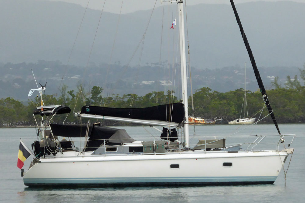 An Etap 32i at anchor in Pointe-a-Pitre in Guadeloupe, French West Indies.