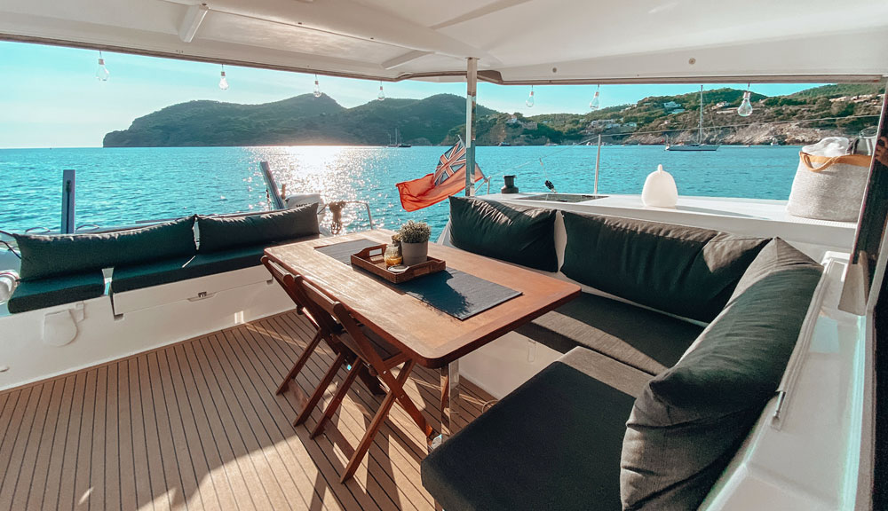 Fountaine Pajot Lucia 40 Catamaran, view from cockpit