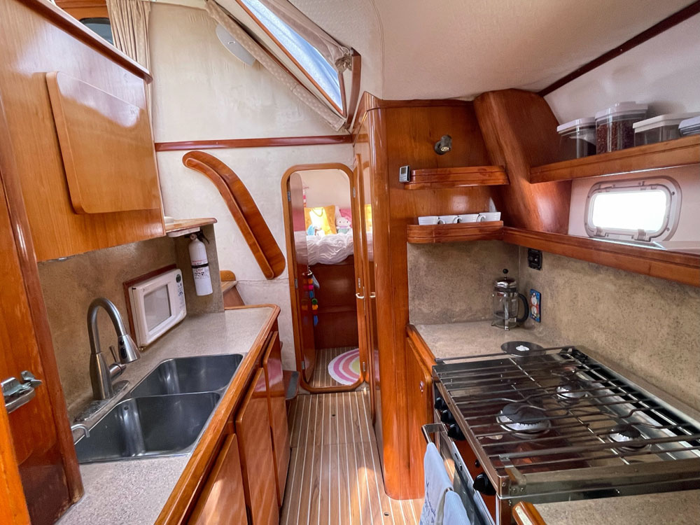 The galley in a Privilege 42 catamaran