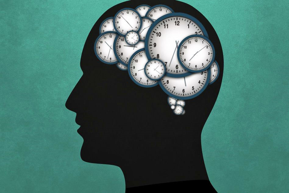 Illustration entitled 'Multiple Clocks in the Brain' from Dr Michael Martin Cohen's article 'Time and the Sailor's Brain'.