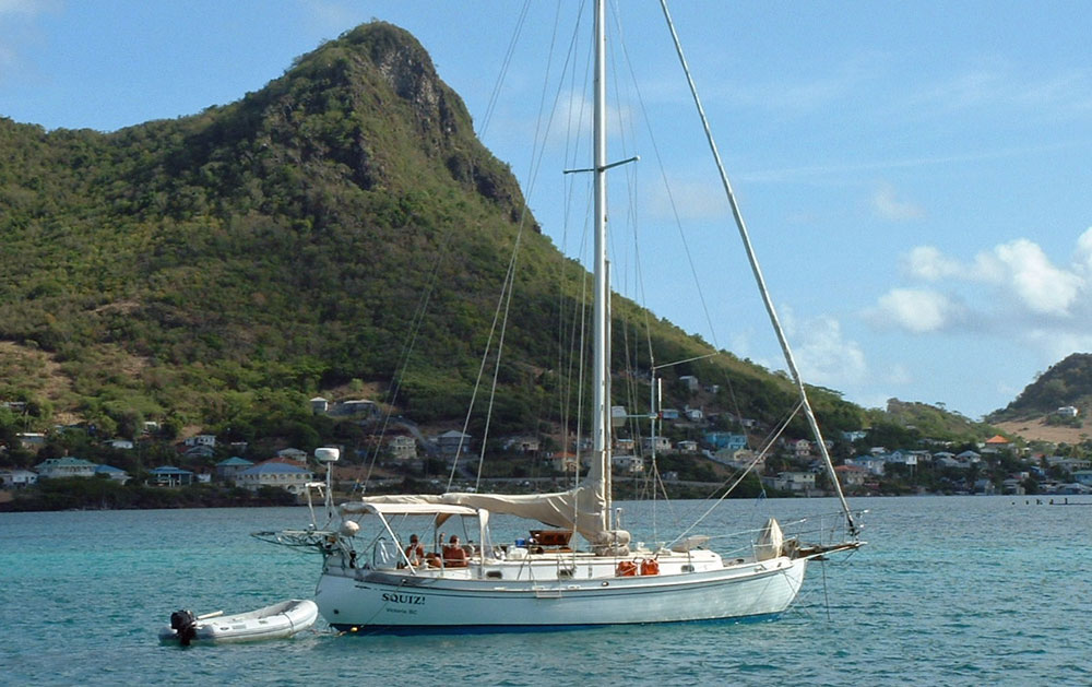 Anchored off Frigate Rock, Union Island