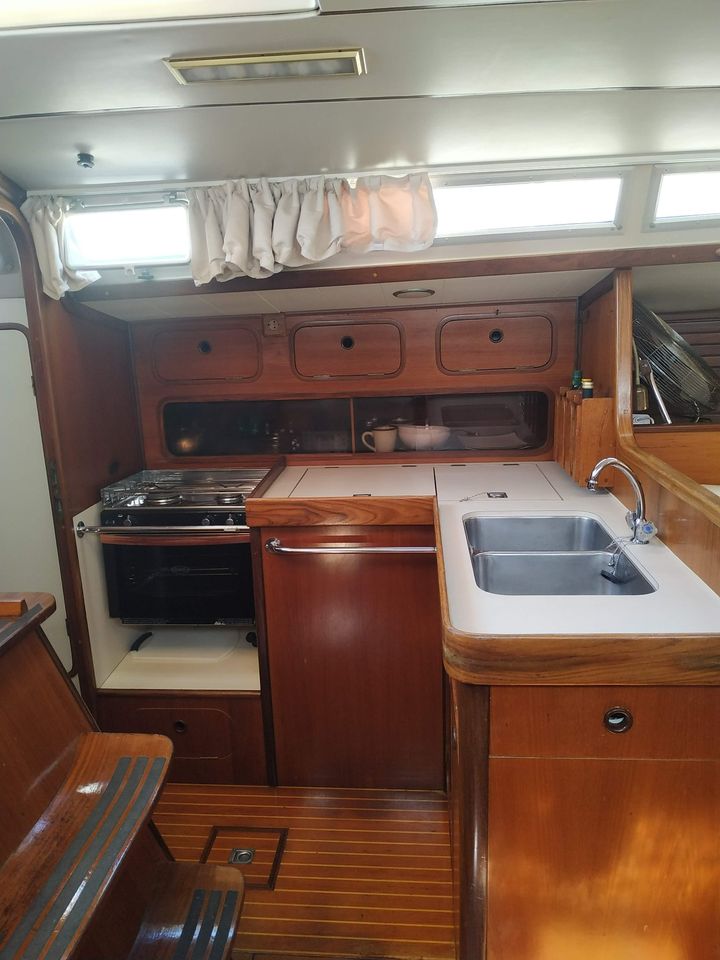 Galley on a Beneteau First 435 sailboat