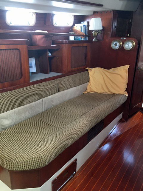 Settee berth in a Morgan Classic 41 sailboat