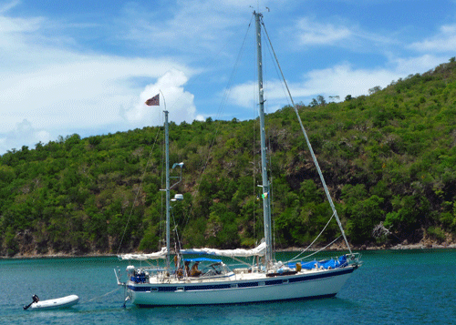 A very popular blue-water cruiser - the Hallberg-Rassy 42 ketch.