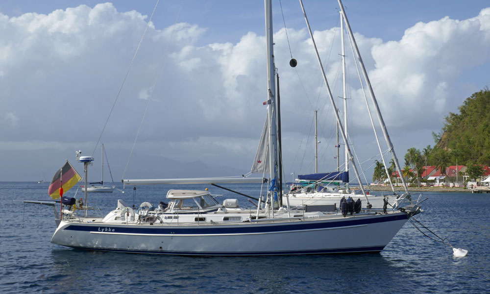 'Lykke', a Hallberg Rassy 46 moored in Les Saintes, Guadeloupe