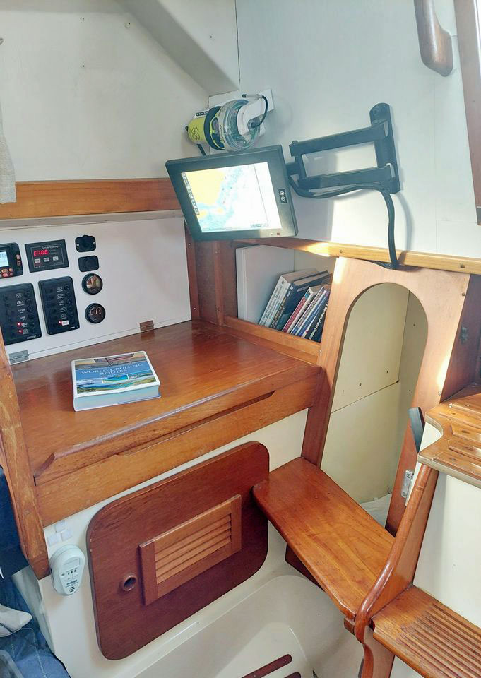 Halmatic 30 sailboat nav station