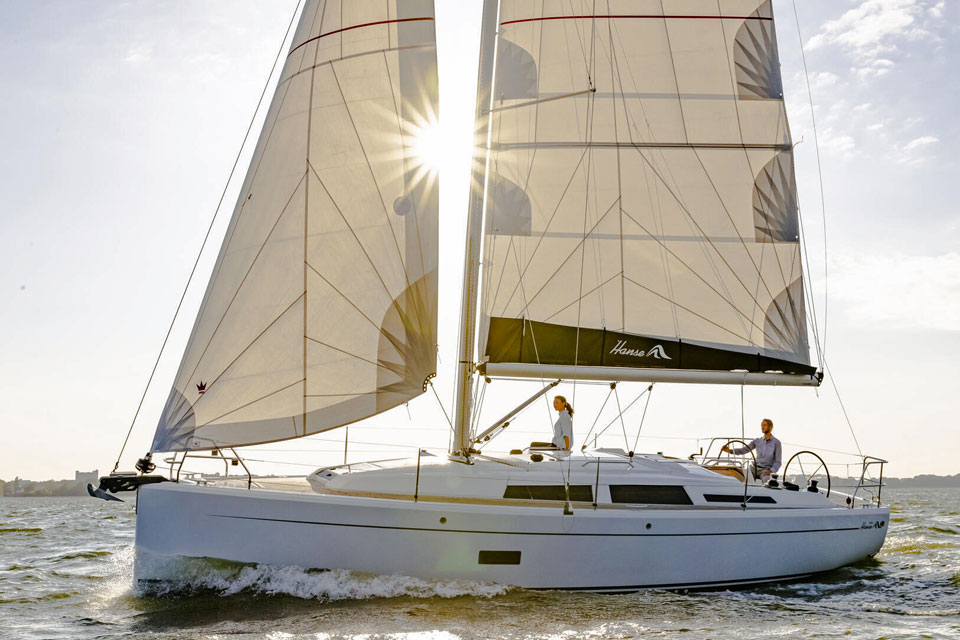 A Hanse 348 sailboat under sail