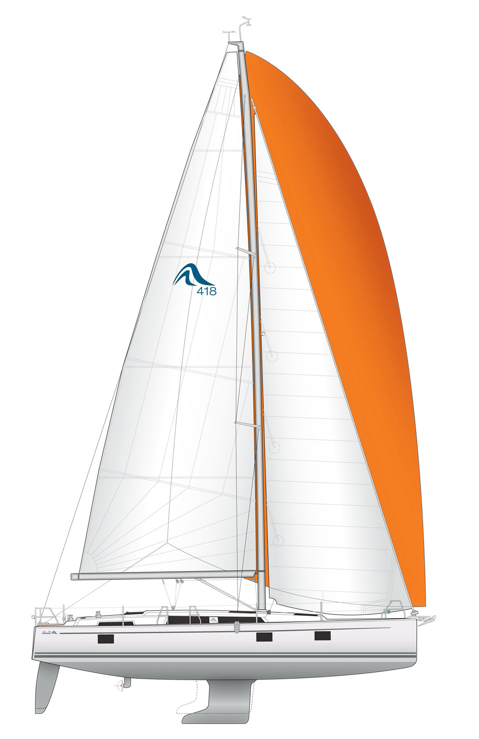 Hanse 418 sail plan & underwater profile