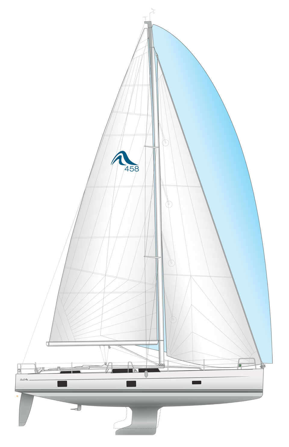 Hanse 458 sailplan & underwater profile