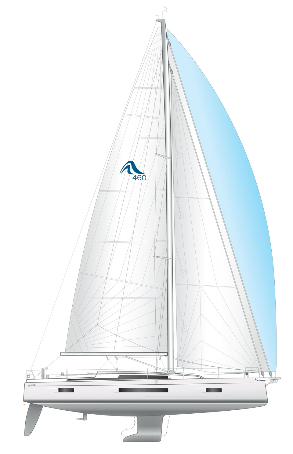 Hanse 460 sail plan & underwater profile