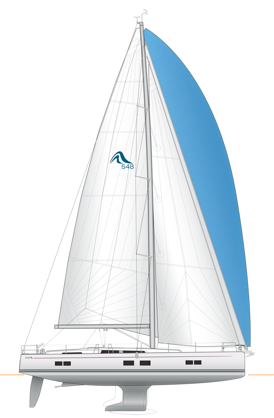 Hanse 548 sail plan & underwater profile