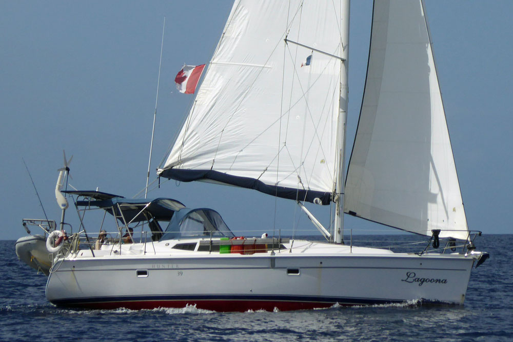 'Lagoona', a Hunter 39, heading north from Martinique towards Les Saintes