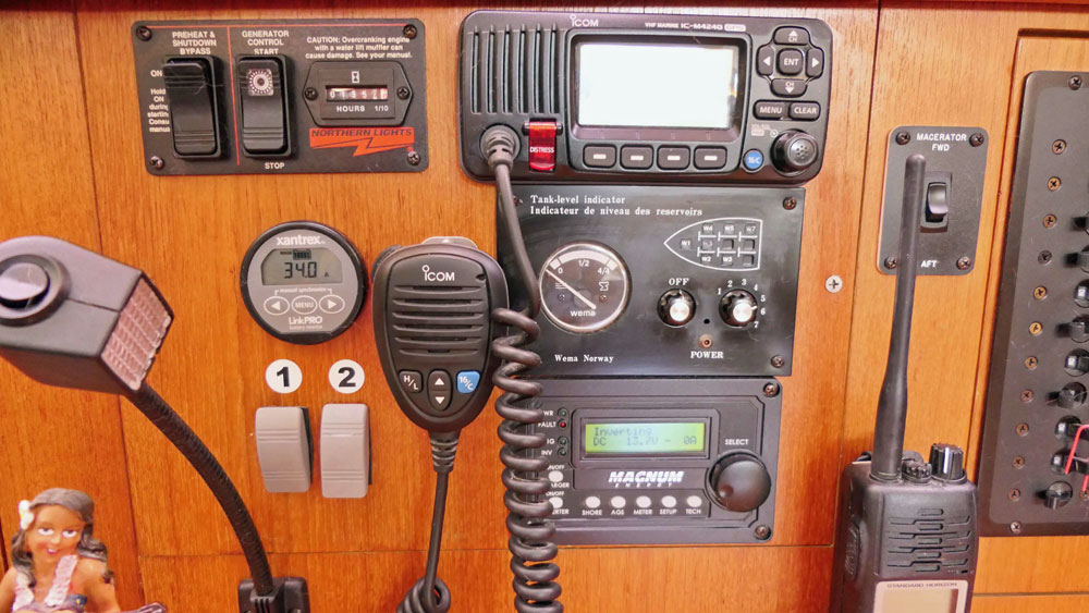 Chart table instruments on Hunter 46LE sailboat
