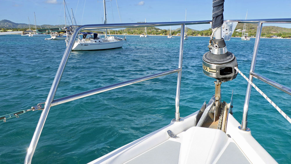 Headsail furling gear on Hunter 46 sailboat