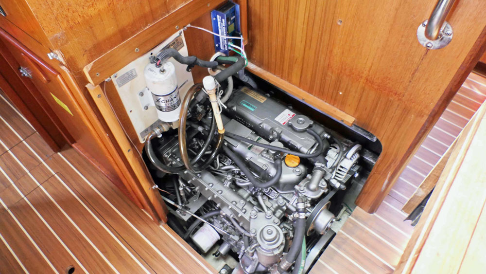 Engine bay on Hunter 46LE sailboat