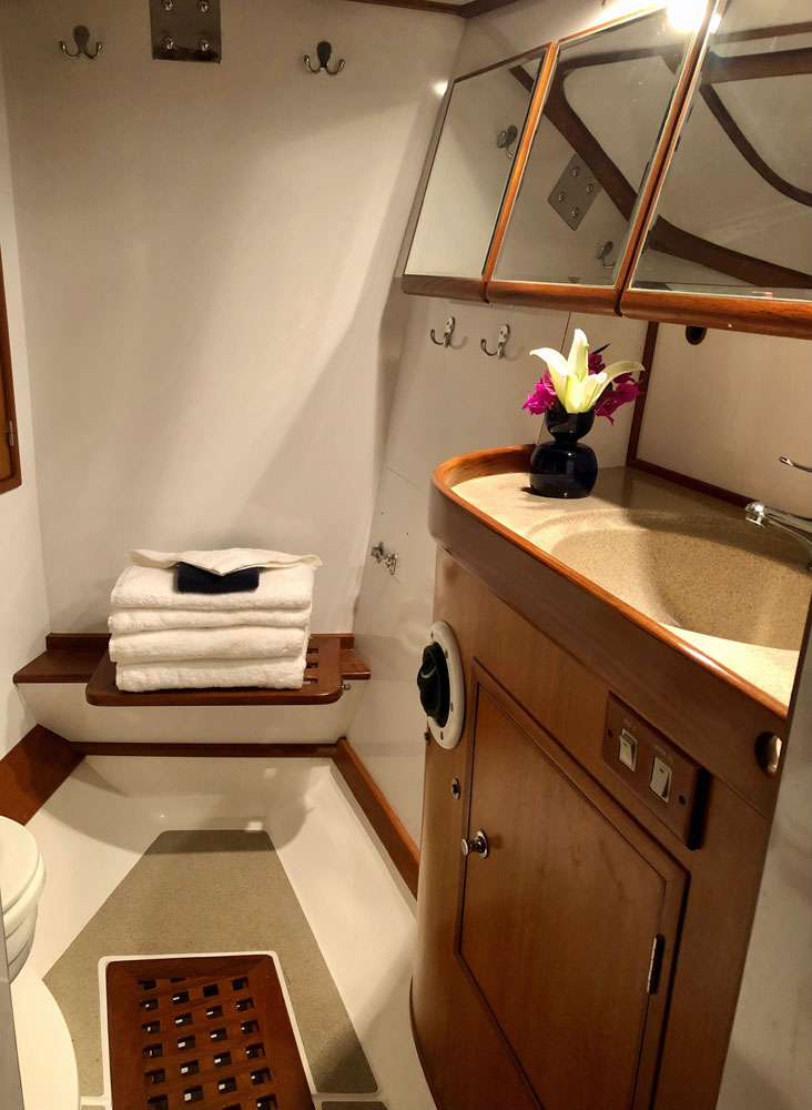 The head on 'Boundless', a Hylas 46 sailboat