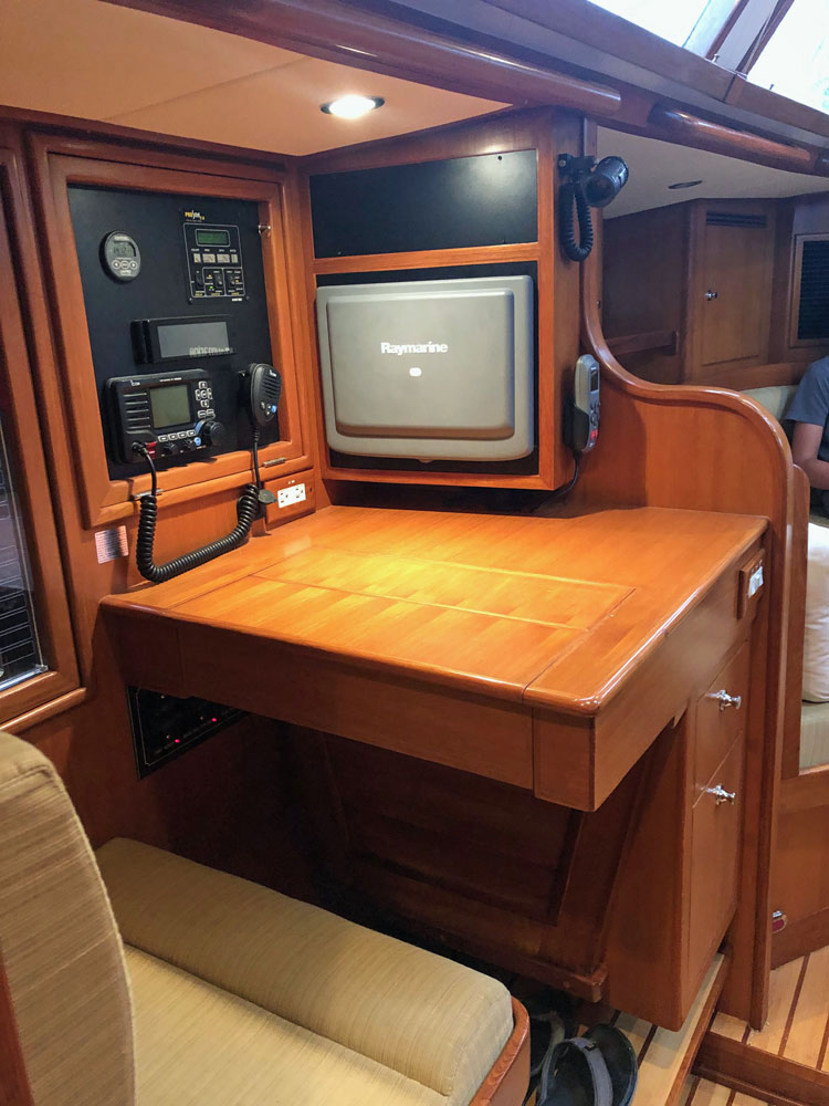 Nav station on 'Boundless', a Hylas 46 sailboat