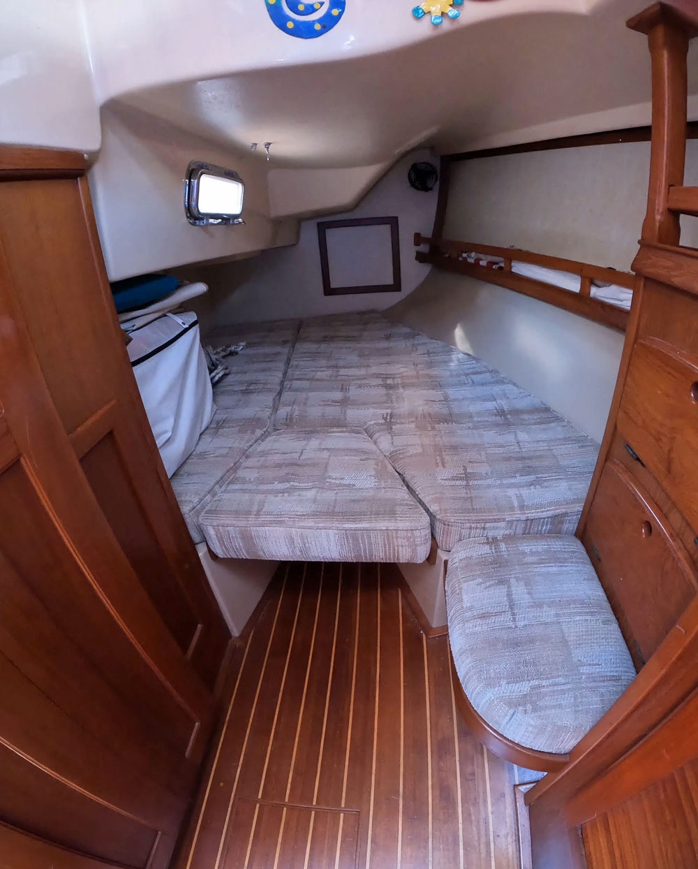 The double berth aft in an Island Packet 38 sailboat