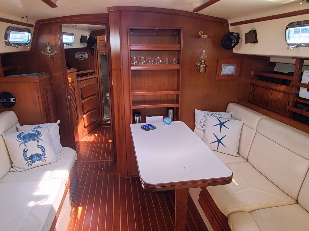 The saloon in an Island Packet 38 sailboat