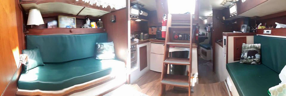 Irwin 37 sailboat, panoramic view of interior