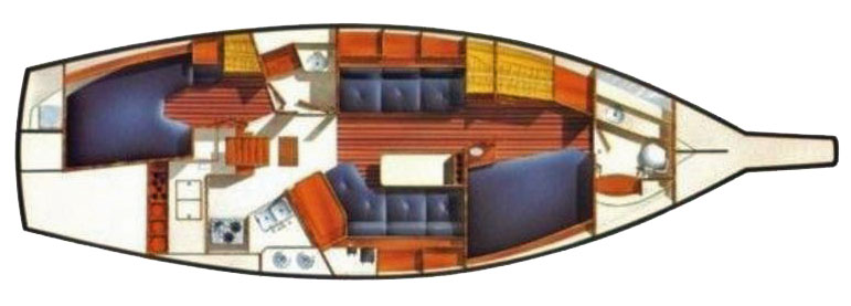 Island Packet 38 sailboat, accommodation plan