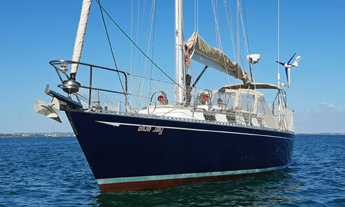 A J40 Sailboat at anchor