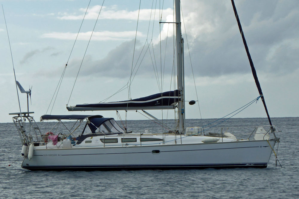 A Jeanneau Sun Odyssey 40.3 sailboat fitted out for bluewater cruising