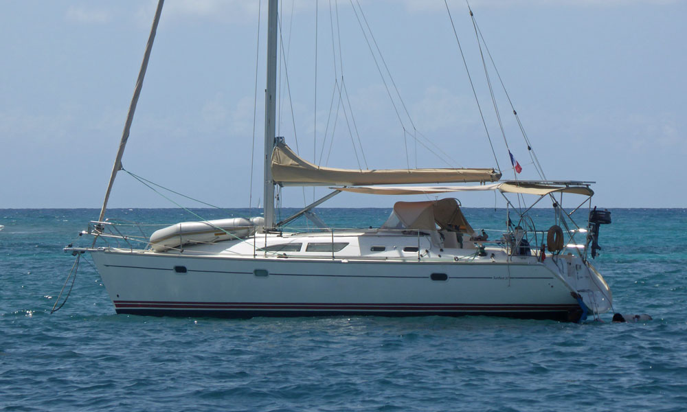 A Jeanneau 'Sun Fast' 37 sailboat at anchor