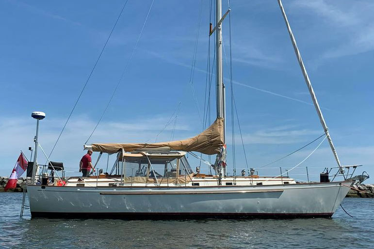 Kelly Peterson 46 sailboat at anchor